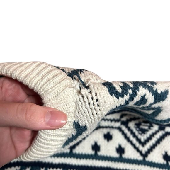 Vintage Eddie Bauer Cable Knit Sweater Mens XL Made in‎ USA Blue White Nordic - Picture 4 of 8